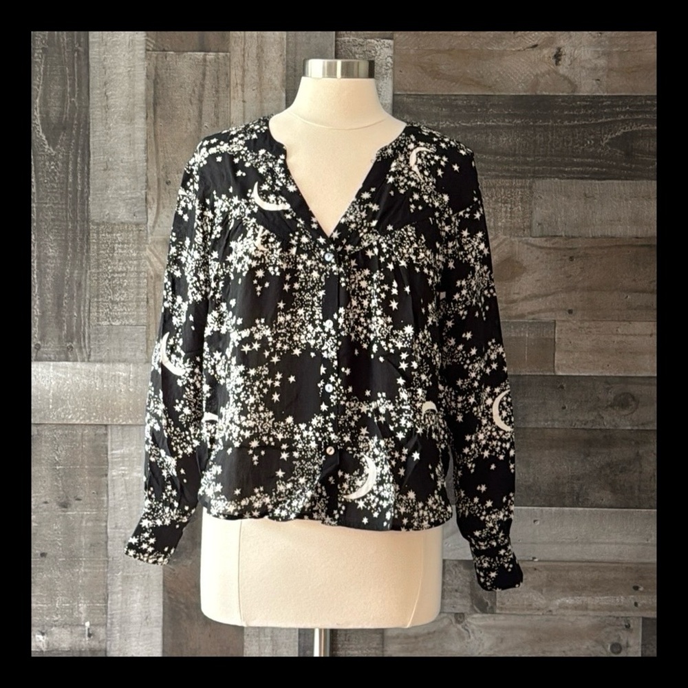 & Other Stories top size 6 black white stars dark feminine witchy quiet luxury
